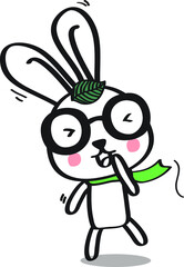 Cute easter white bunny. Rabbit cartoon vector collection. Animal character.