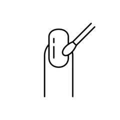 Cuticle removal linear icon. Nail with milling cutter for manicure or metal spatula. Outline simple vector. Contour isolated pictogram on white background