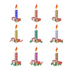 Fototapeta na wymiar colorful christmas candle set illustration birthday