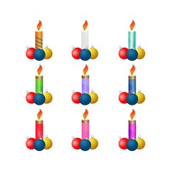 colorful christmas candle set illustration birthday