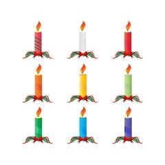 colorful christmas candle set illustration birthday
