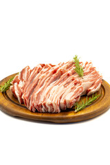 Raw lamb ribs isolated on white background. close-up lamb ribs. Vertical view. Story format