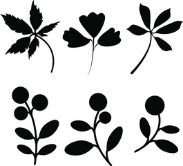  set  silhouette of  plants.vector illustration