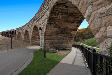 Stone Arch Bridge, bike path. Minneapolis, Minnesota.