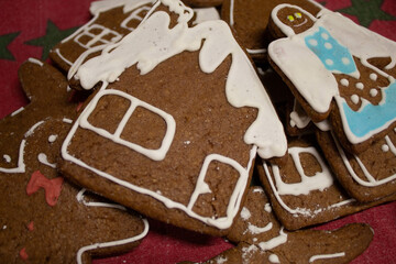 christmas gingerbread cookies on table
