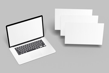 Laptop,and Mobile Phone Mockup. Digital devices screen template vector illustration with  Color background.