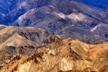 Brown colourful rocks and stones - painting look formation , mountains , ladakh landscape Leh, Jammu & Kashmir, India