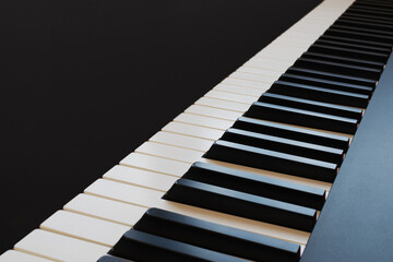 Contrast photo, digital piano keybord close up