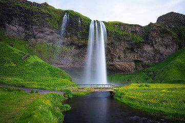 Seljalandsfoss Waterfall on the Seljalands River in Iceland