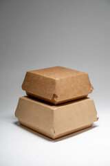 Cardboard craft packaging for food on isolated background
