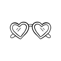 doodle style vector illustration. cute glasses in the shape of hearts. glasses hearts simple drawing clipart. love, romance