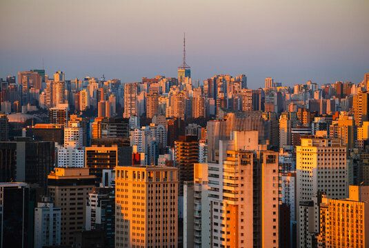 Sao Paulo skyline during sunset