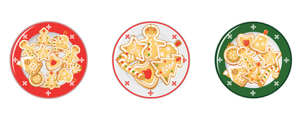 Christmas gingerbread cookies on porcelain platter.