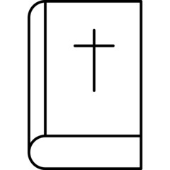 Bible With Cross Outline Icon Vector