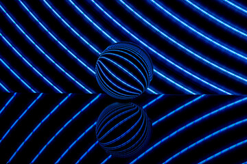 Crystal ball, Light painting with a crystal ball with black background and blue light traces.