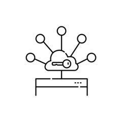 Single sign-on technology line icon. Isolated vector element.