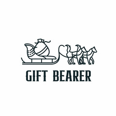 Simple minimalist geometric gift carriage. wolf outline vector, husky dog logo Perfect for brands