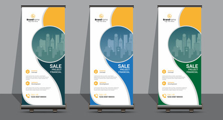Creative Business Roll Up Signage Banner Template Design.