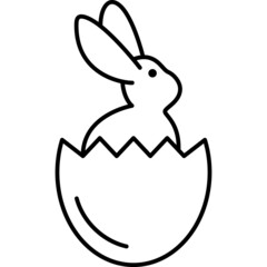 Rabbit In Easter Egg Outline Icon Vector