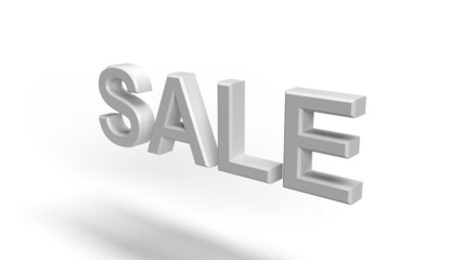 Isolated White Three Dimensional Word Sale.
