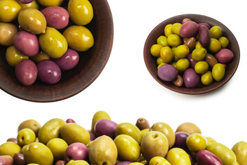 Tasty mix olives background.