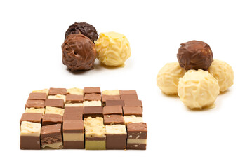 Chocolate candy isolated on white background.