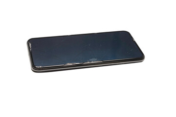 Smart phone with broken screen. isolated on a white background.