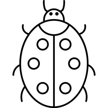 Ladybug Beetle Outline Icon Vector