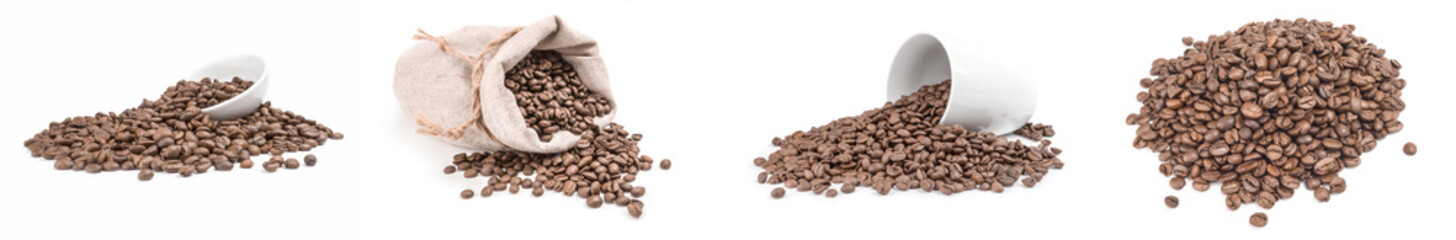 Fototapeta premium Collage of roast coffee isolated on white