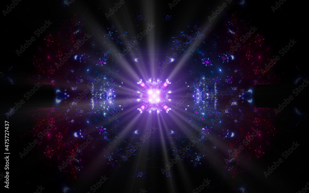 Poster digital illustration abstract image generated fractal background image portal pattern of various geo