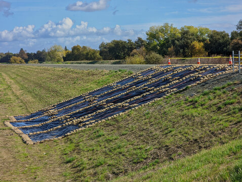 Levee Repair Sacramento After The Storm Under The Cloudy Skies