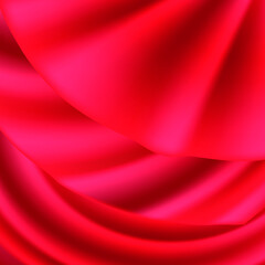 red abstract background, realistic folds of fabric