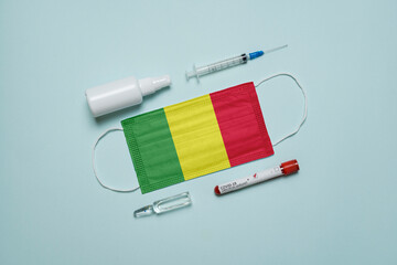 Blood tube for test detection of virus Covid-19 Omicron Variant with positive result, medicine mask...
