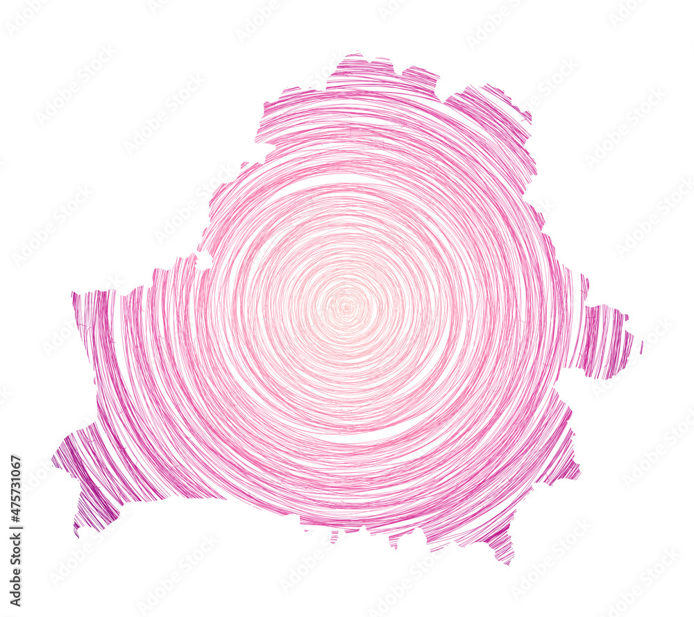Poster abstract vector illustration of belarus map filled with concentric circles. sketch style circles in 