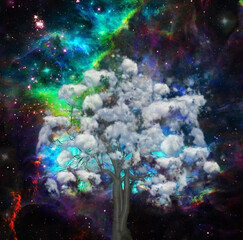 Clouds tree in space