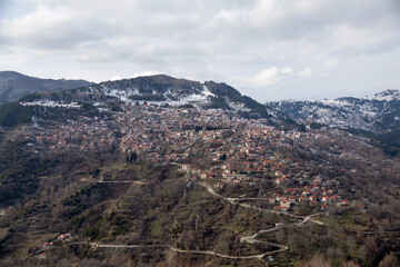 Panoramic view of Metsovo village in North Greece