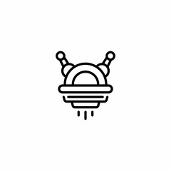 UFO Space Plane Outline Icon, Logo, and illustration