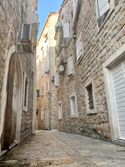 Fototapeta na wymiar narrow street in the old european town, cosy clean streets