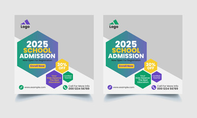 Fototapeta premium Kids School Admission Social Media Instagram Post Template