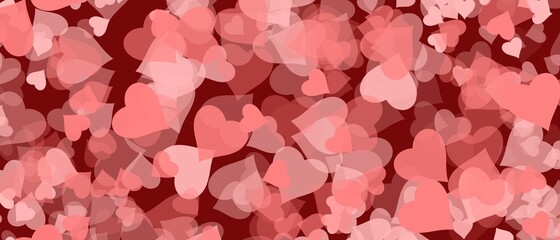 Soft Red and Pink Love background hearts Valentine abstract pattern