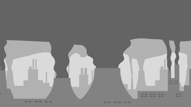 Industrial air pollution parallax animation loop background