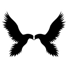 Flying soaring birds two pigeons doves black silhouette romance love