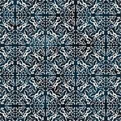 Seamless navy blue and white abstract grungy seamless surface pattern design for print. High quality illustration. Texture for background or textile or fabric or wallpaper or interior design.