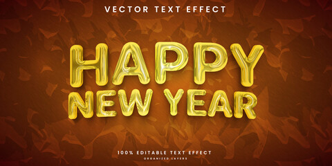 Happy new year golden color text effect template