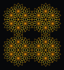 Golden floral decoration vector on dark black color background 