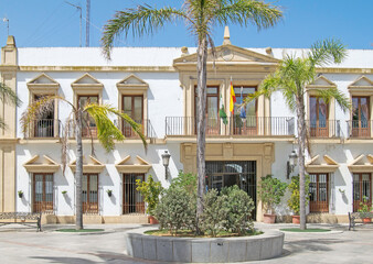 Fototapeta na wymiar Chipiona Town Hall, coastal town of Cadiz, Andalusia, Spain
