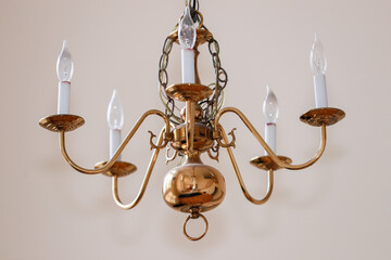 chandelier lamp on the ceiling in Dining room.Decorative elegant vintage and Contemporary interior...