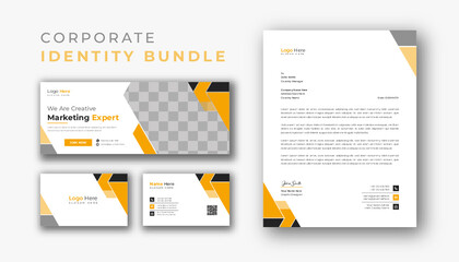 Corporate branding identity design. Professional business Facebook cover page timeline web ad banner template with letterhead, business card design bundle 