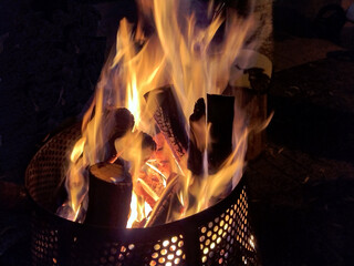 wood burning on the fire