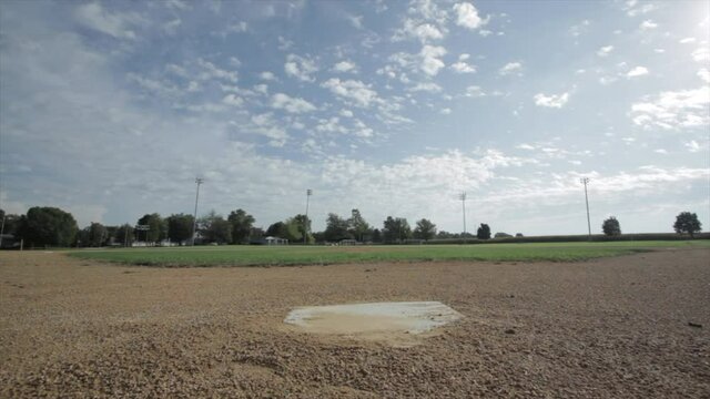 Empty home base on a baseball field